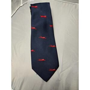 Vtg Gates Learjet Navy Club Tie Navy Red Airplane Aerospace of Reis New Haven